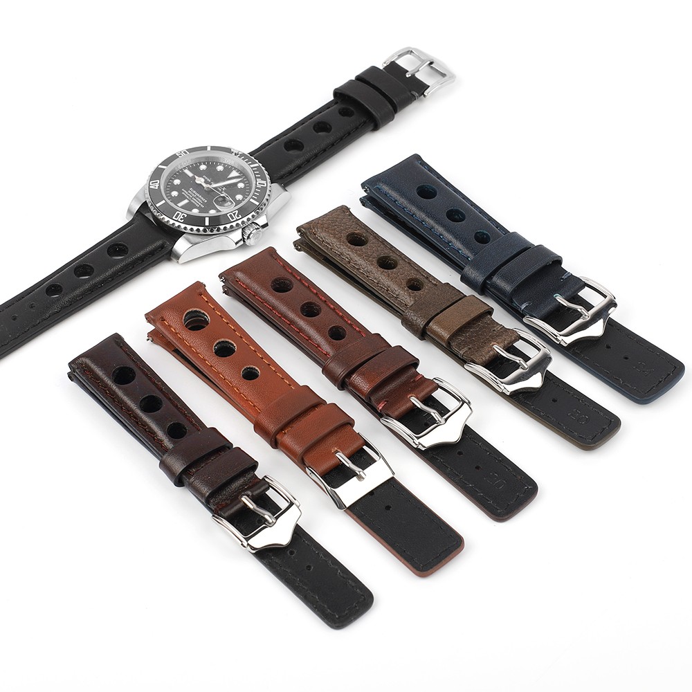 Leather Watchband Lychee Style Watch Strap 18mm 20mm 22mm 24mm Metal Buckle Lock Replacement Women Men Watch Band