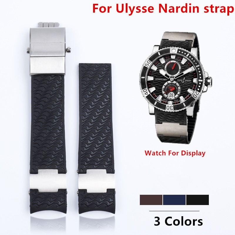 Top quality 22mm for Diver and Marine waterproof silicone rubber watchband watch band strap fit for Ulysse Nardin strap tools