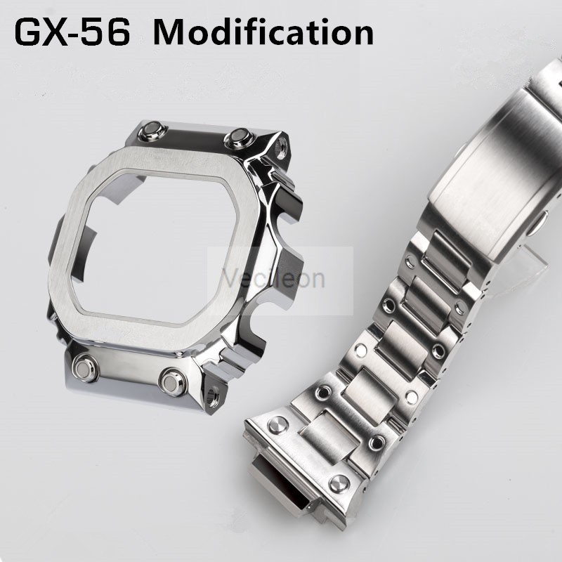 GX56 316 Stainless Steel Watches and Bezel for GX56BB GXW-56 Metal Band Bezel Pro Style Frame with Black Retro Tools