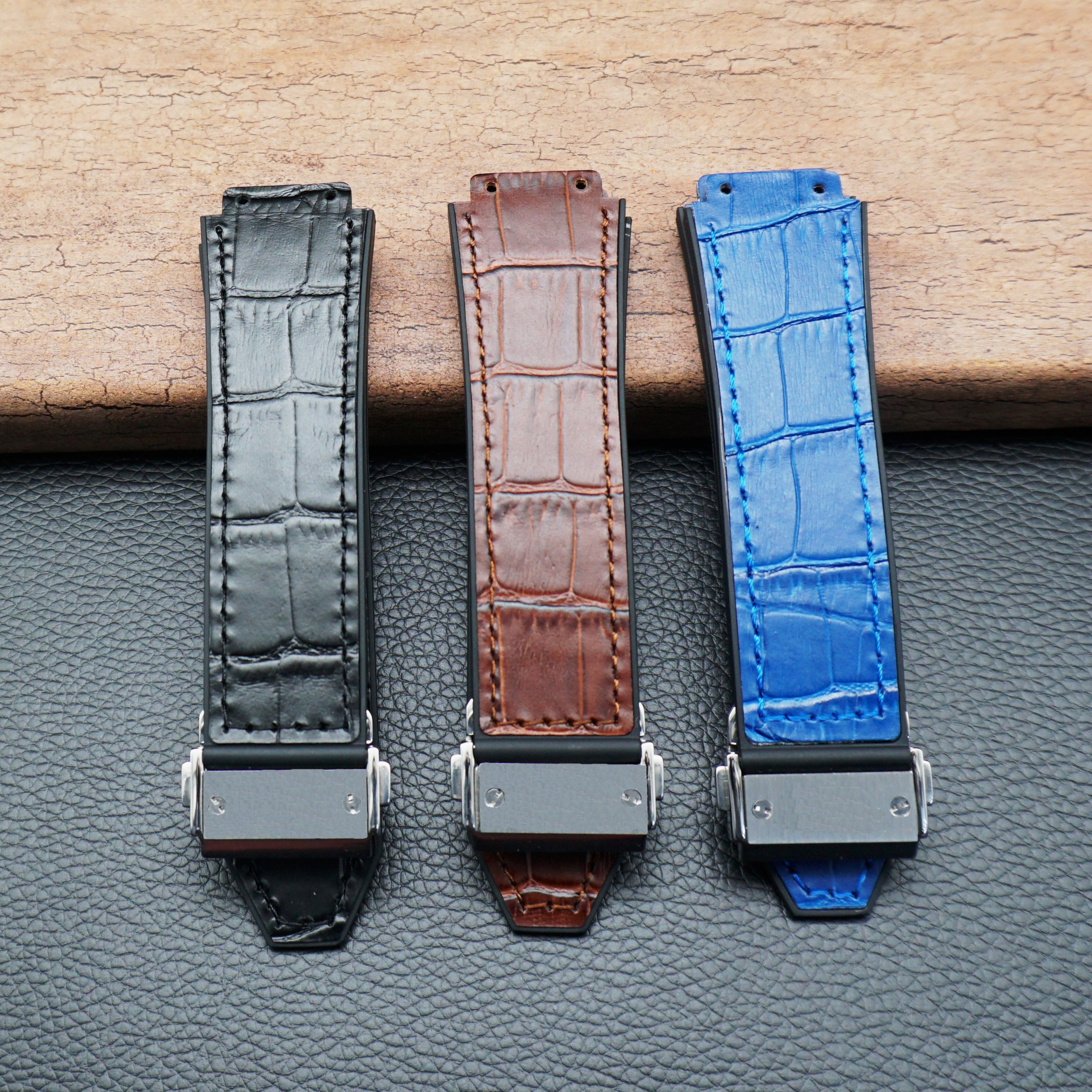 25*19mm Genuine Cowhide Rubber Watchband Applicable for Hublot Strap for Big Bang Strap Butterfly Buckle Watch Tools Accessories