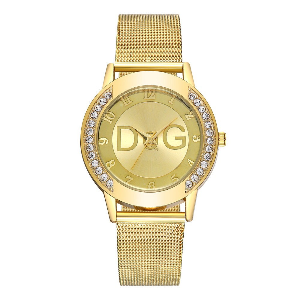 Luxury Famous Brand DQG Women Quartz Watches Stainless Steel Mesh Strap Ladies Wristwatches Diamond Ladies Watches