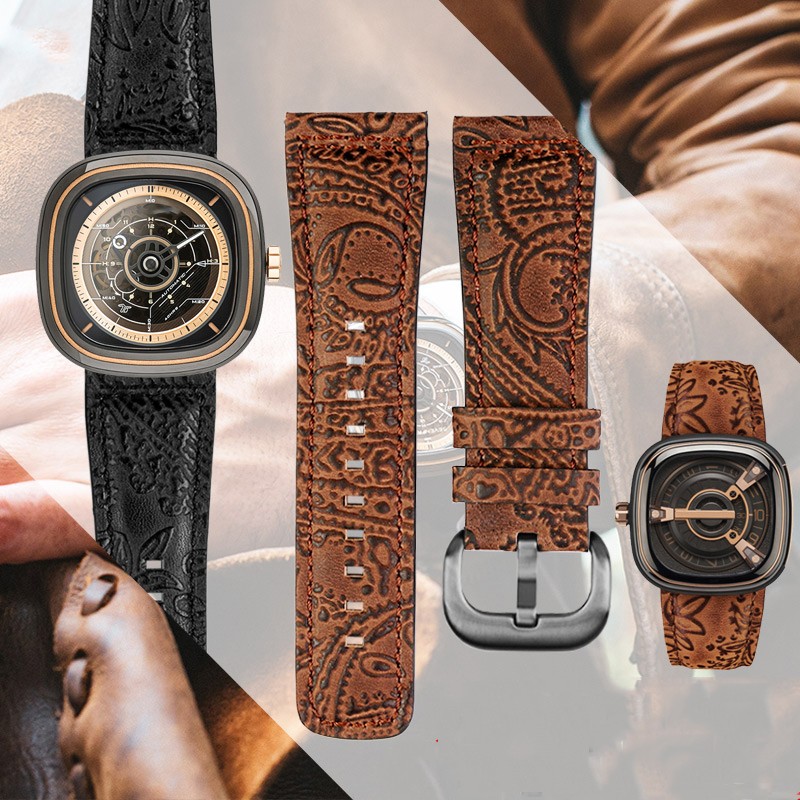 For Seven Friday Q2/03/M2/M021/T2 Genuine Leather Watchband Vintage styleDiesel Watch Men Cowhide Leather Strap Bracelet Accessories