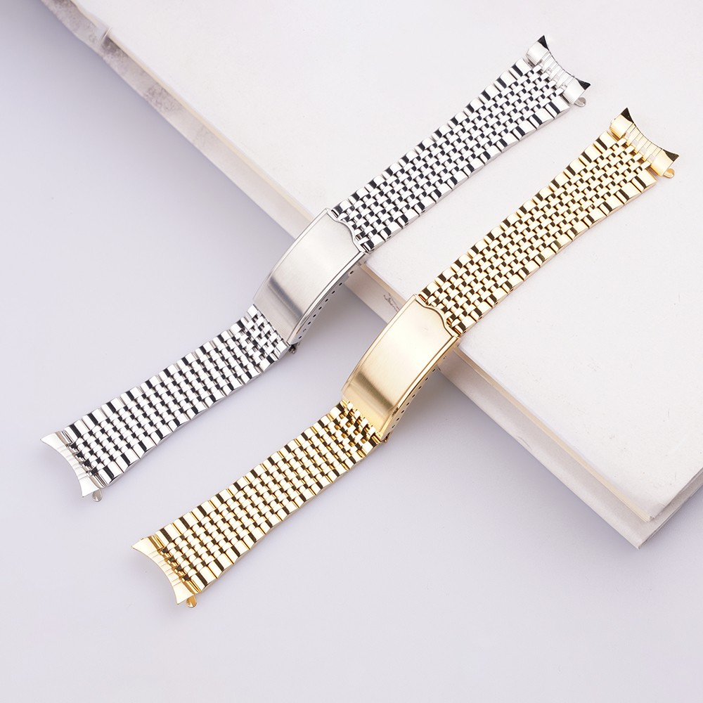 CarlyDamp 18 20mm 316L Stainless Steel Solid Curved End Replacement Wrist Watch Band Watch Band for Vintage Omega Geneve