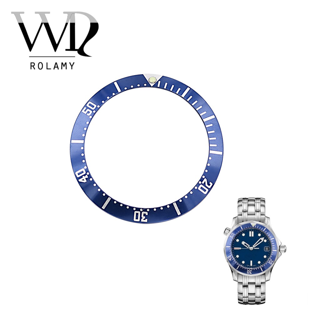 Rolamy wholesale high quality aluminum dark blue with white writing watch bezel insert for Omega Seamaster 2220