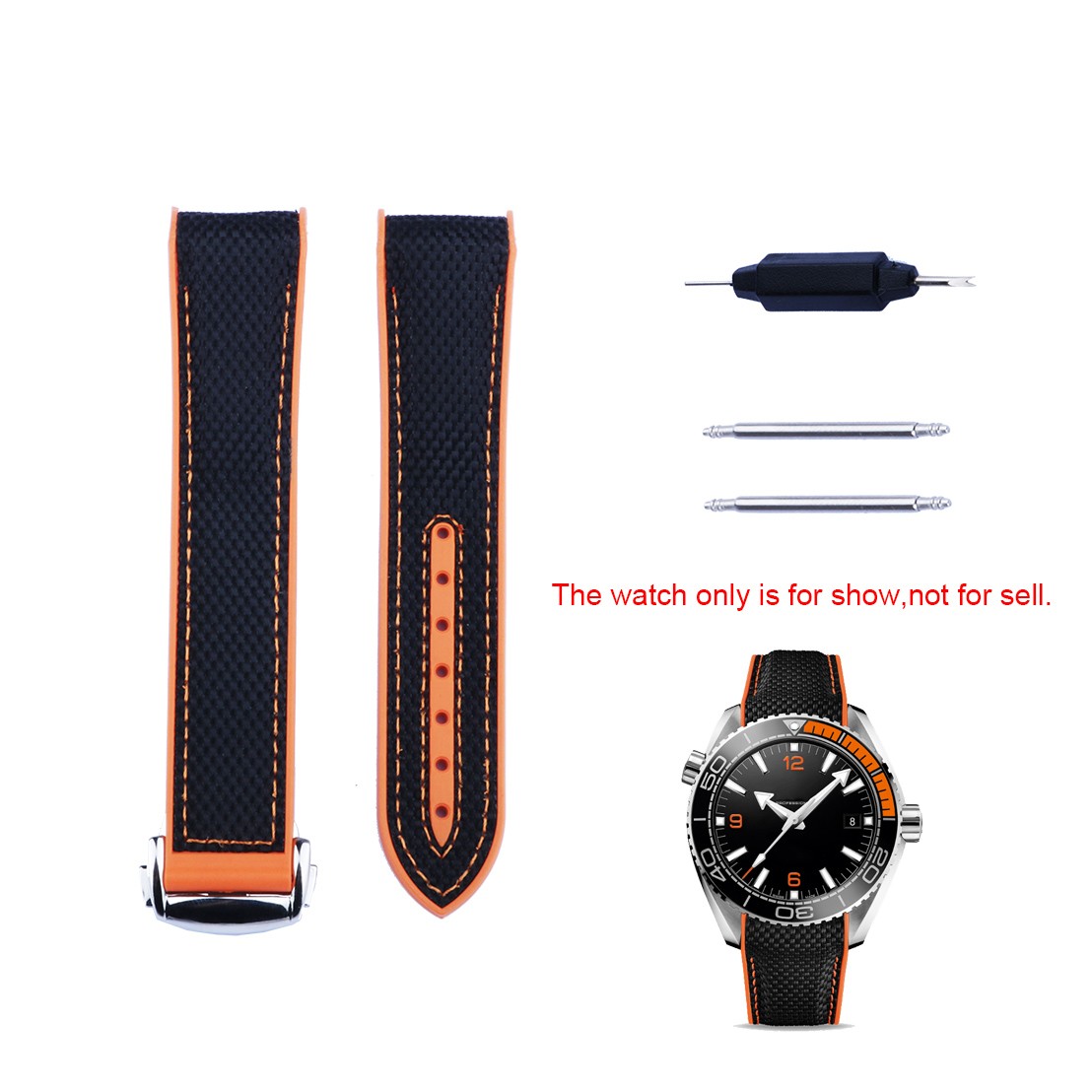 CARLYWET 20 21 22mm Black Orange Rubber Watch Band Strap for Omega Planet Ocean 300m 600m 43.5mm/600m 45.5mm