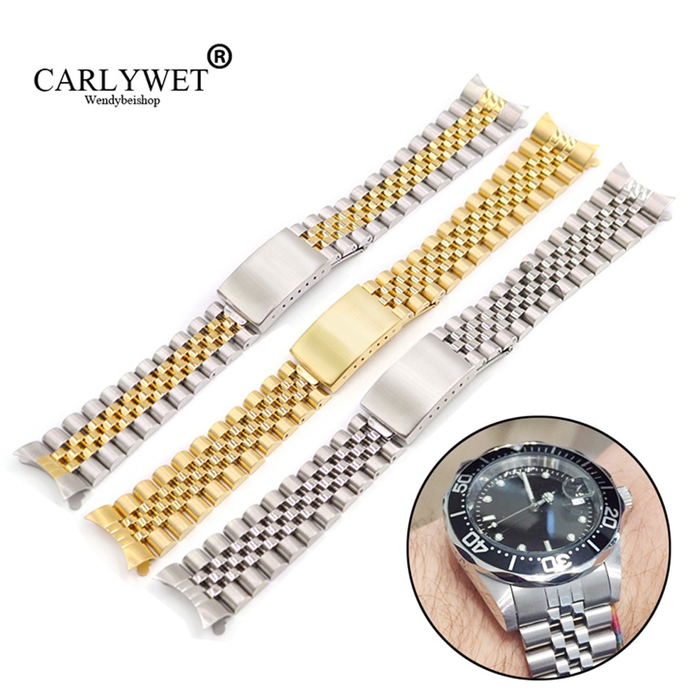 19 20 22mm Hollow Curved End Solid Screw Links Steel Replacement Watch Band Vintage Jubilee Bracelet for Rolex