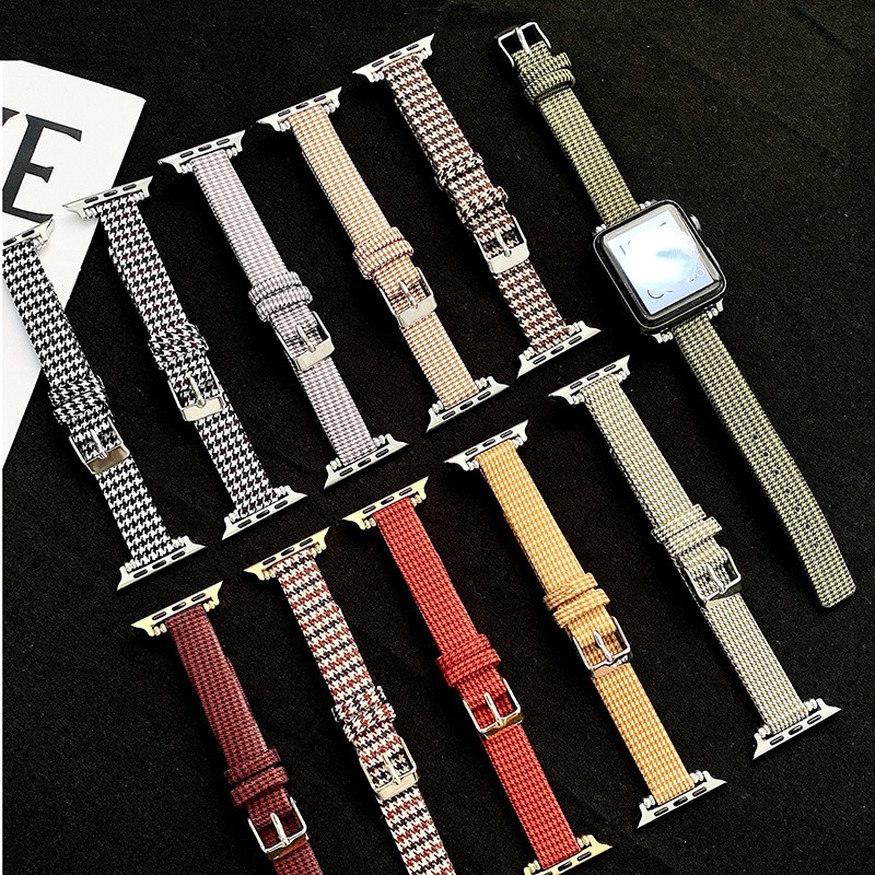 Nylon Strap For Apple Watch Band 44mm 40mm iWatch Smart Strap 38mm 42mm Houndstooth Watchband Bracelet Apple Watch Series 5 4 3 6 se