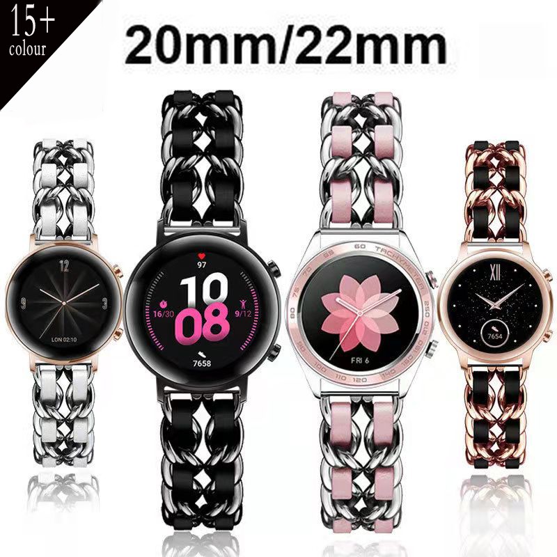 20 22mm Luxury Stainless Steel Strap For Samsung Galaxy Watch 4 40 44mm Girl Gear S3 Classic 42 46mm For Huawei Band GT2