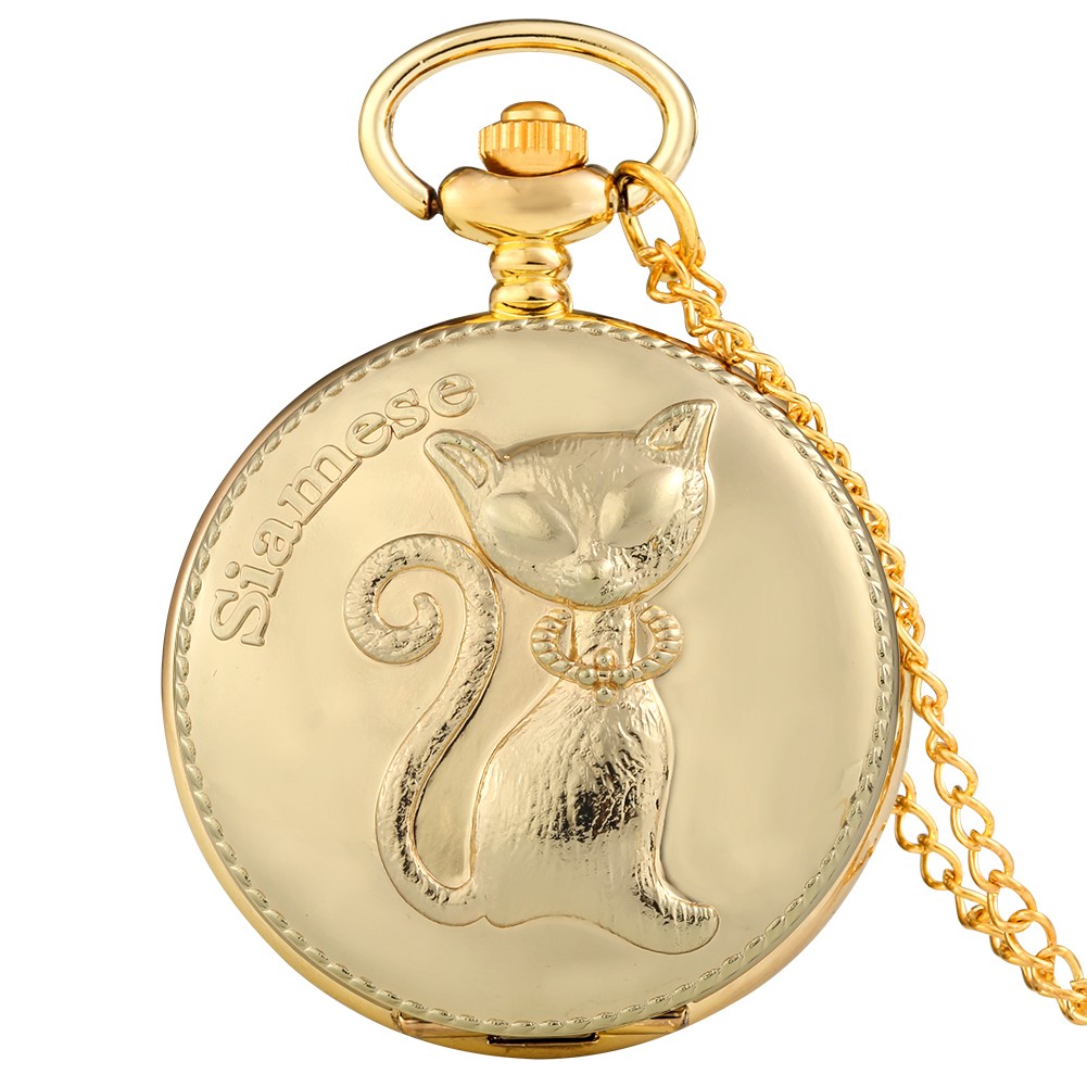 2022 New Men Women Advanced Sense Gold Fashion Chain Pocket Watch Cat Dog Chain Pug Pattern Quartz Movement Watches