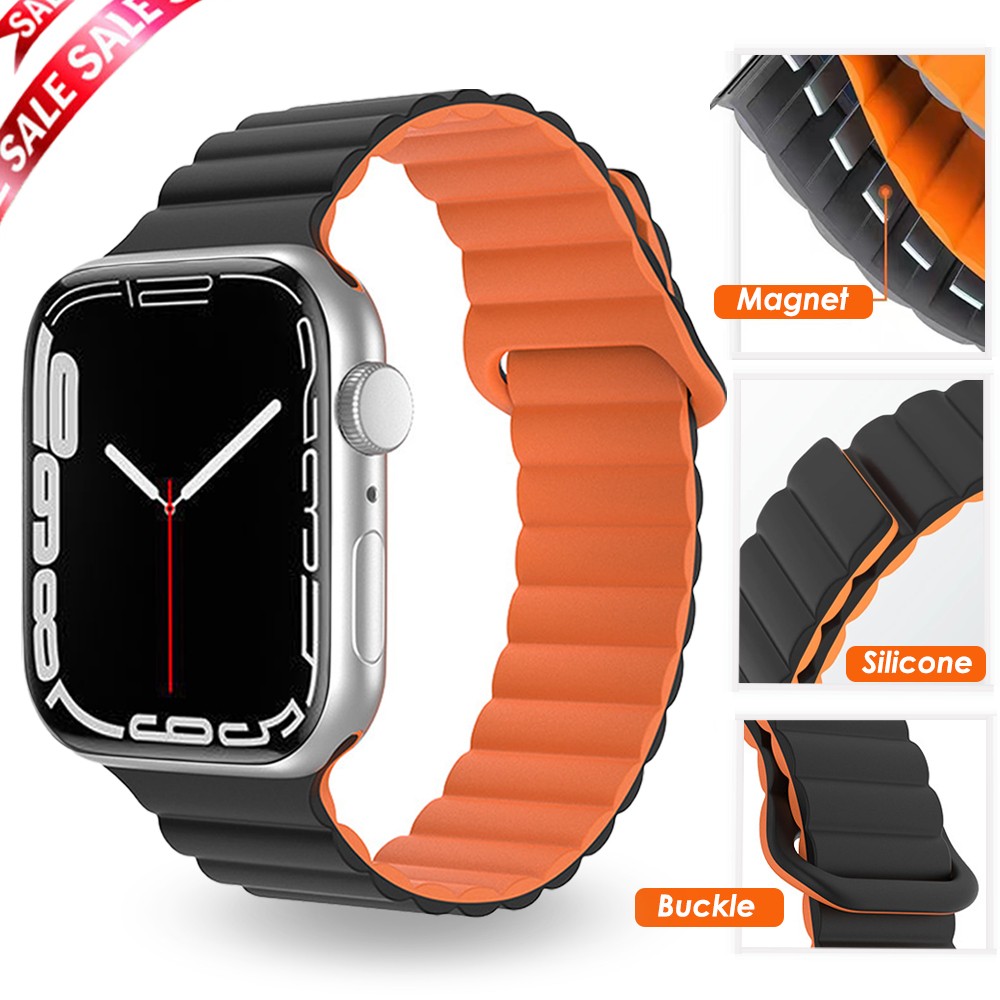 Magnetic strap For Apple watch band 41mm 45mm 44mm 40 42mm 38mm For iWatch SE Series 2 1 5 4 3 6 7 Sport Silicone Bracelet Loop