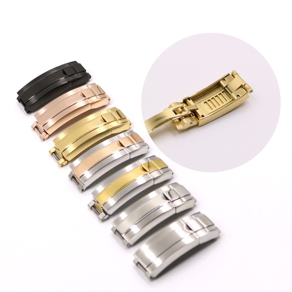 CARLYWET 9mm x 9mm Brush Polish Stainless Steel Watch Band Glide Buckle Lock Steel Clasp for Rubber Bracelet Leather Strap Webbing