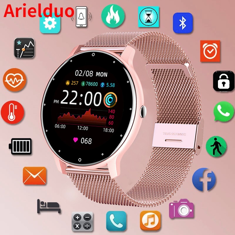 2022 Smart Watch Ladies Full Touch Screen Sport Fitness Watch IP67 Waterproof Bluetooth Android iOS Female Smart Watch