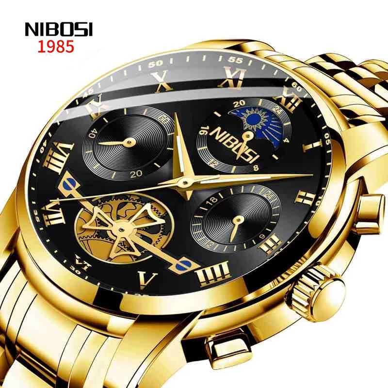 NIBOSI Mens Watches Luxury Brand Waterproof Wristwatch Chronograph Quartz Watch for Men Automatic Date Relogio Masculino