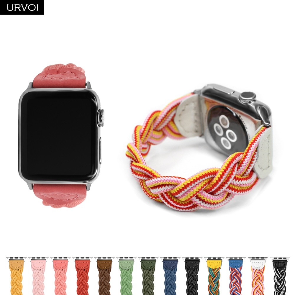 URVOI Braided Band for Apple Watch Series 7 6 SE 5 4 3 2 Woven Nylon Strap for iWatch Solo Stretchable Loop Replacement 41 45mm