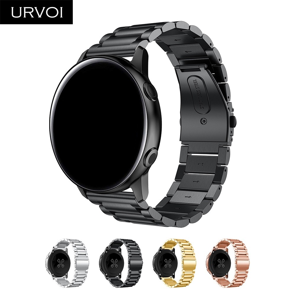 URVOI 3 Rows Band for Galaxy Watch Active Strap Stainless Steel Fold Over Clasp Quick Release Durable Wristwatches 4 Colors 42 46mm