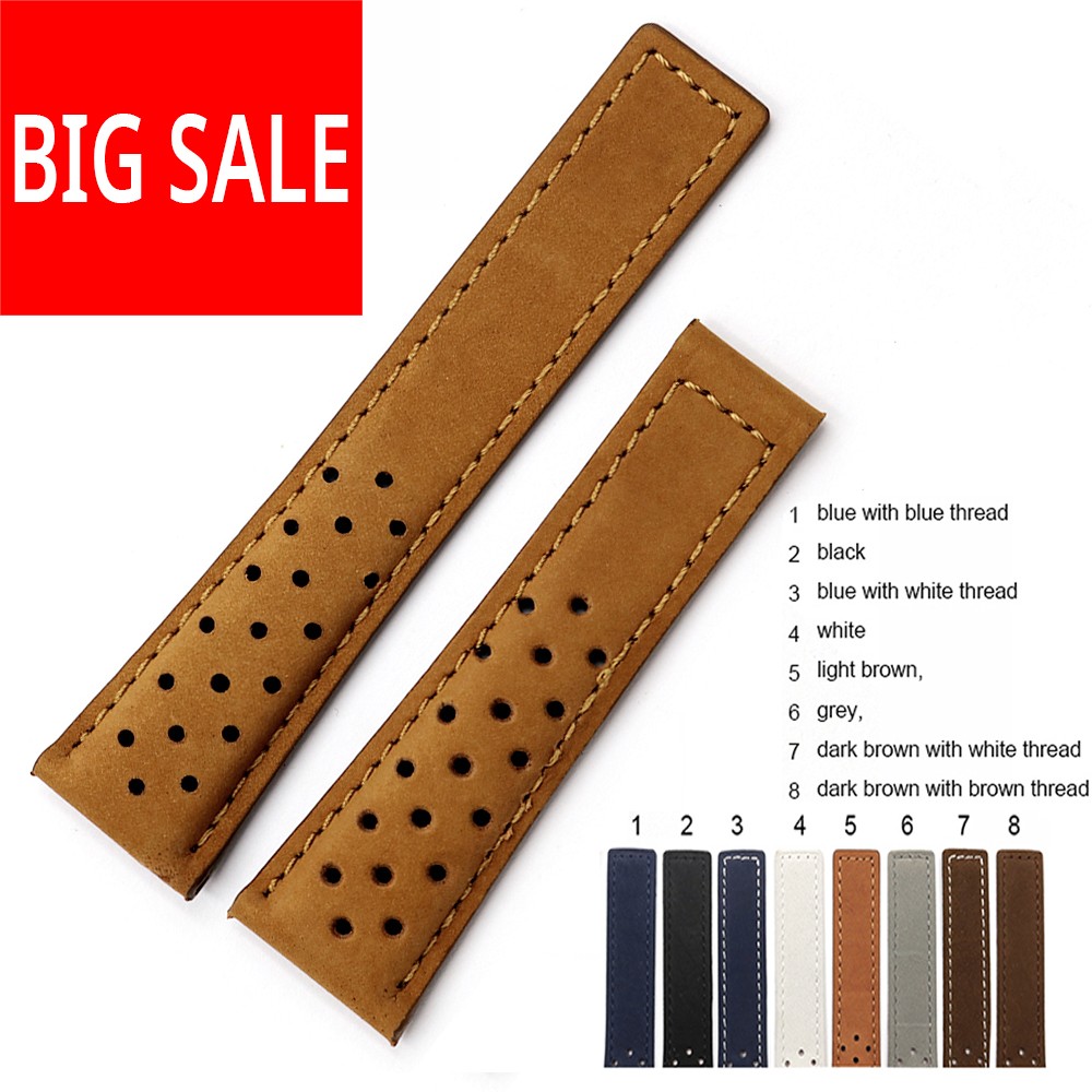 CARLYWET Watch Band 20 22mm Brown Blue Calf Real Leather Suede Strap Vintage Replacement Wrist Leather Watch Strap for Tag Heuer