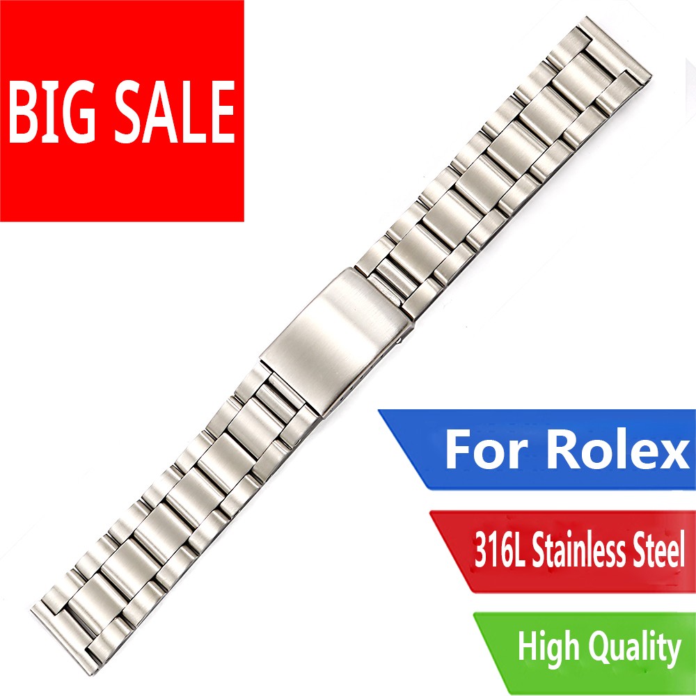 CARLYWET 17 18 19 20mm Stainless Silver Brushed Vintage Old Fashioned Oyster Bracelet Straight End Watch Band for Rolex Seiko Tudor