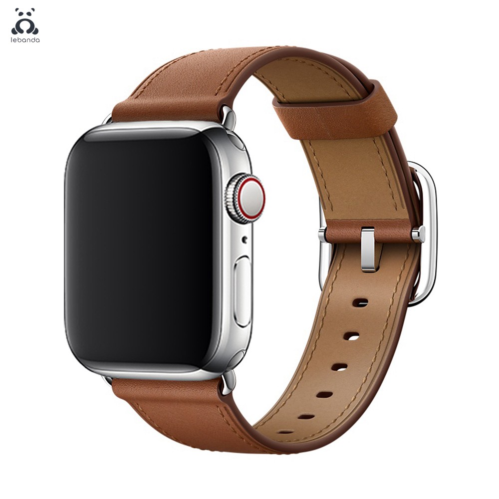 Lebanda Classic Fit Strap For Apple Watch Series 7 6 SE 5 4 3 Strap Fit For iwatch Calfskin Leather Modern Design Square Buckle