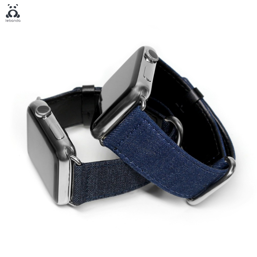 Lebanda Denim Strap Suitable for Apple Watch Series 7 6 SE 5 4 3 Classic Buckle Two Colors Denim Strap Suitable for iWatch 41 45mm