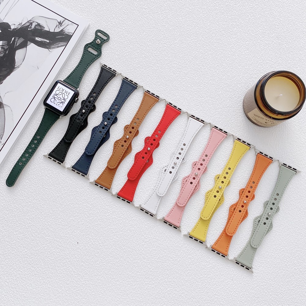 Fashion Leather Band for Apple Watch 40 44mm Slim Waist Watch Band 38 42mm for iWatch Series 6 5 4 3 2 1 SE Accessories Strap