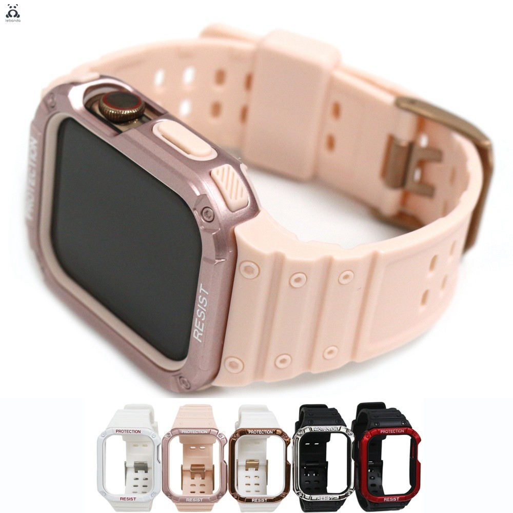 سيليكون حزام ل أبل ساعة سلسلة 7 6 SE 5 4 3 2 1 صدمة مقاومة الوفير الحديثة تصميم إطار حزام ل iWatch 41 45 مللي متر