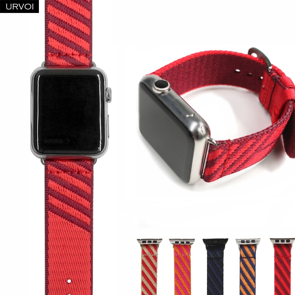 URVOI Jump Single Round Strap for Apple Watch Series 7 6 SE 5 4 3 2 1 Sport Fabric Woven Fashionable Nylon Strap for iWatch
