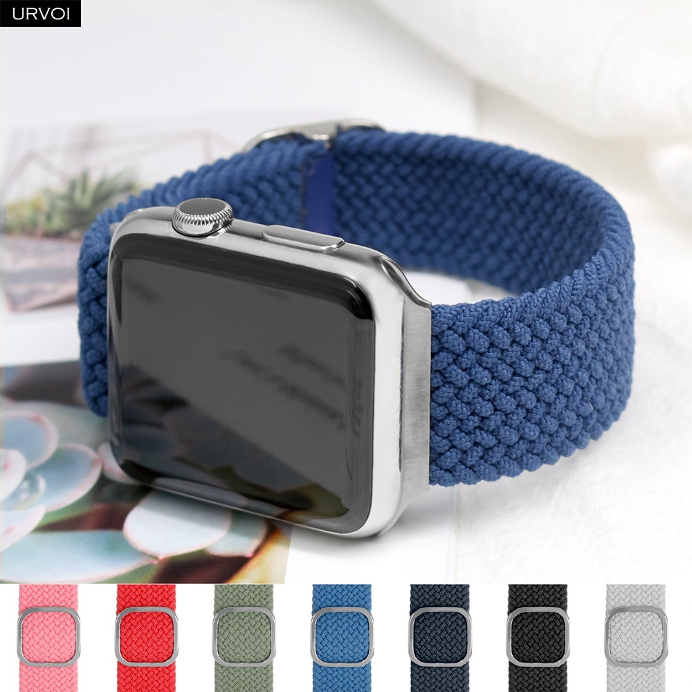 URVOI Braided Strap for Apple Watch Series 7 6 SE 5 4 3 Single Loop Stretchable Strap Adjustable fram buckle for iWatch 41 45mm