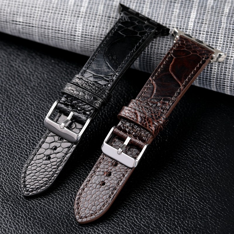 Handmade ostrich foot leather strap watches suitable for Iwatch7 6 5 se 44mm 45mm black brown high-end South African bracelet