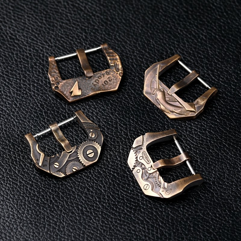 Handmade bronze buckle mechanical style 20 22 24 26mm bronze watch strap accessories, belt buckle