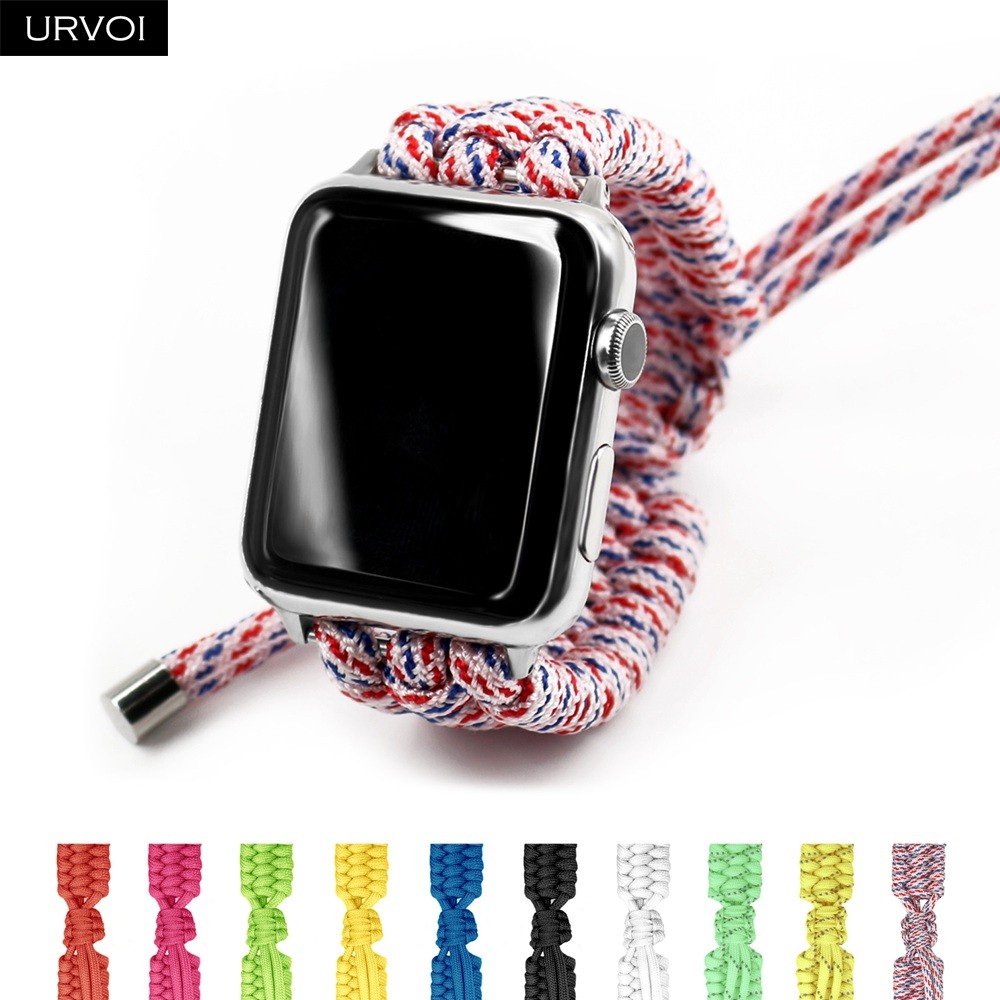 URVOI المظلة الحبل الفرقة ل أبل ساعة سلسلة 7 6 SE 5 4 321 تمتد مشبك حبل حزام ل iWatch outdoor تصميم 40 44 مللي متر