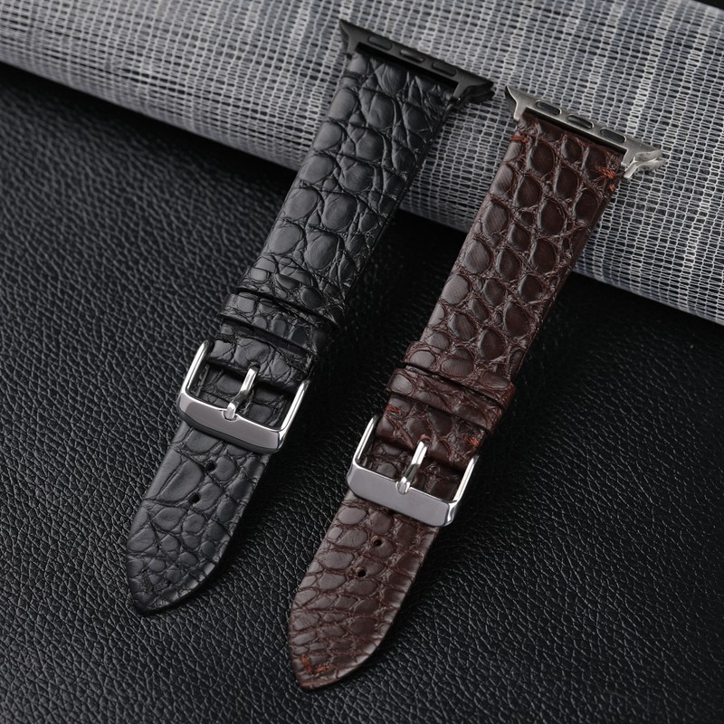 Suitable For Apple Watch Leather Strap iWatch 6/5 strap Crazy Horse brown pattern iwatch 7/SE strap ultra-thin crocodile leather