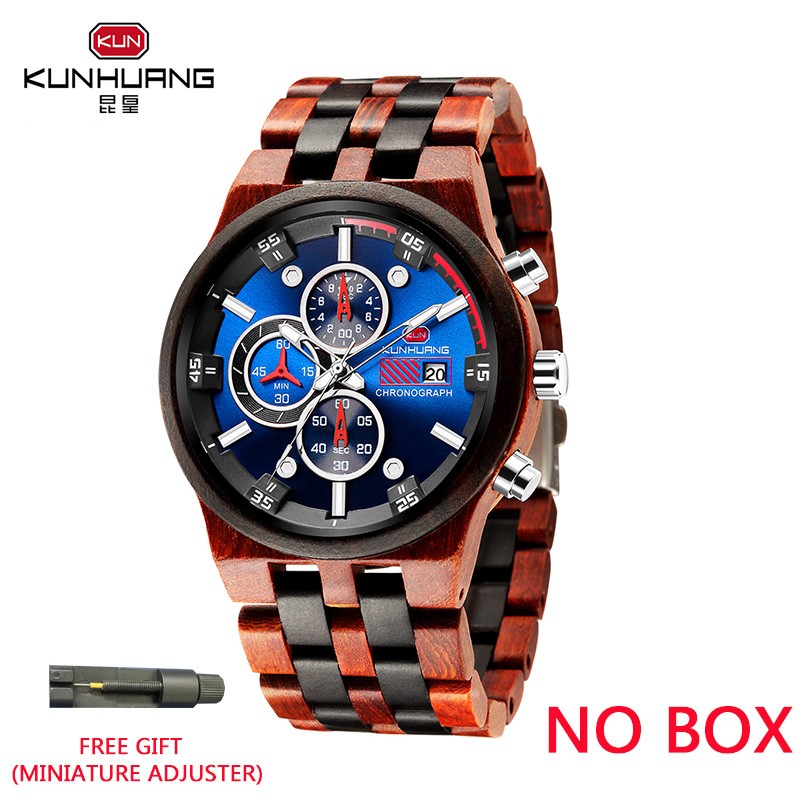 Top Brand Luxury Men's Sports Watches Fashion Casual Wooden Quartz Watch Multifunction Men Wrist Watch Male Clock relogio