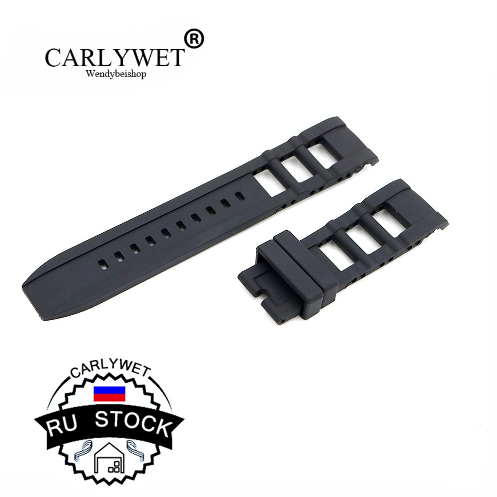 CARLYWET - High quality silicone rubber watch strap, black, for men and women, without buckle