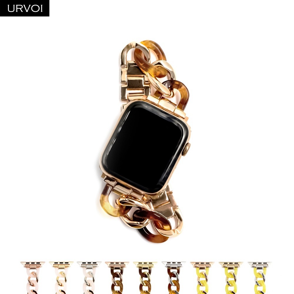 URVOI Cow Boy Series Band for Apple Watch 7 6 SE 5 4 3 2 1 Stainless Steel Resin Strap for iwatch Strap Link Bracelet Modern Style