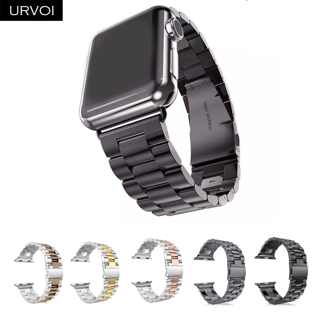 URVOI Band for Apple Watch Series 7 6 SE 5 4 3 2 Link Bracelet for iwatch Stainless Steel Strap with Metal Strap Adapter 40 44mm