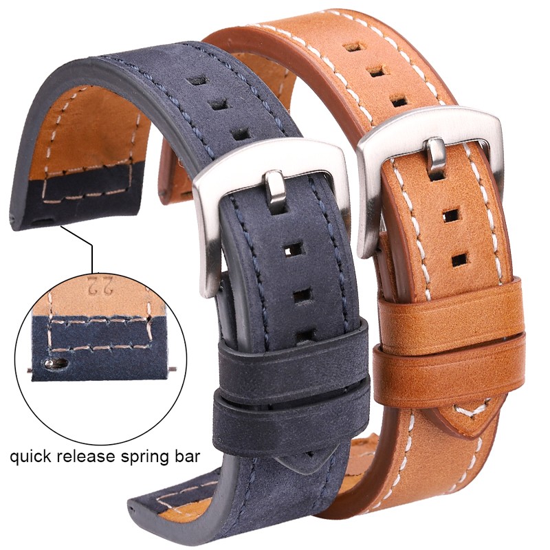 Cowhide Watches 18 20 22 24mm Women Men Quick Release For Samsung Gear S3 Genuine Leather Vintage Band Watch Strap