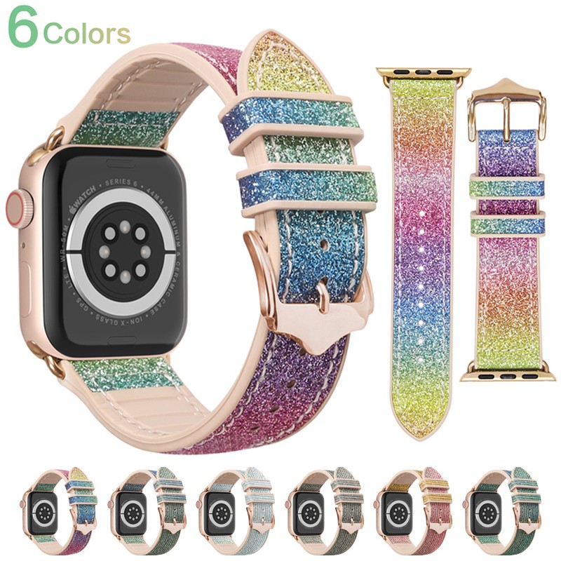 Silicone Strap for Apple Watch 40 44mm 38 42mm Bling Diamond Band for iwatch 6 5 4 3 Rubber Band for Apple watch 7 41 45mm