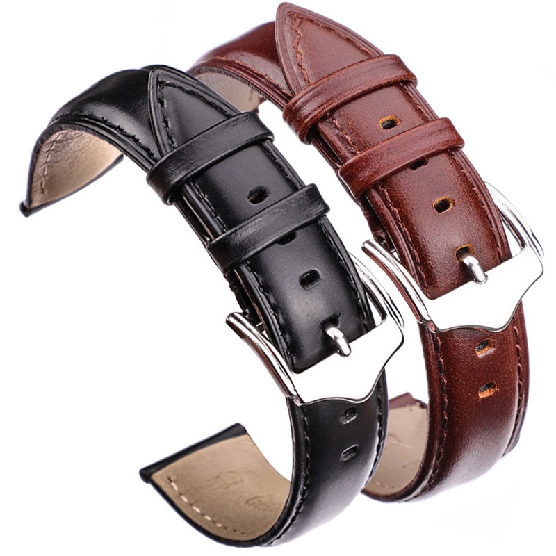 Genuine Leather Watch Band Bracelet Women Men Brown Black Smooth Soft Cowhide Leather Strap Accessories 18 19 20 21 22 24mm Watchband