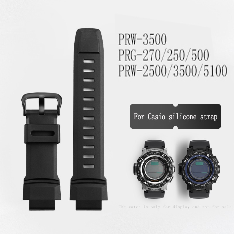 Watches Silicone Rubber Wrist Strap For Casio PROTREK PRG-260/270/550/250 PRW-3500/2500/5100 Replacement Bracelet Black 18mm