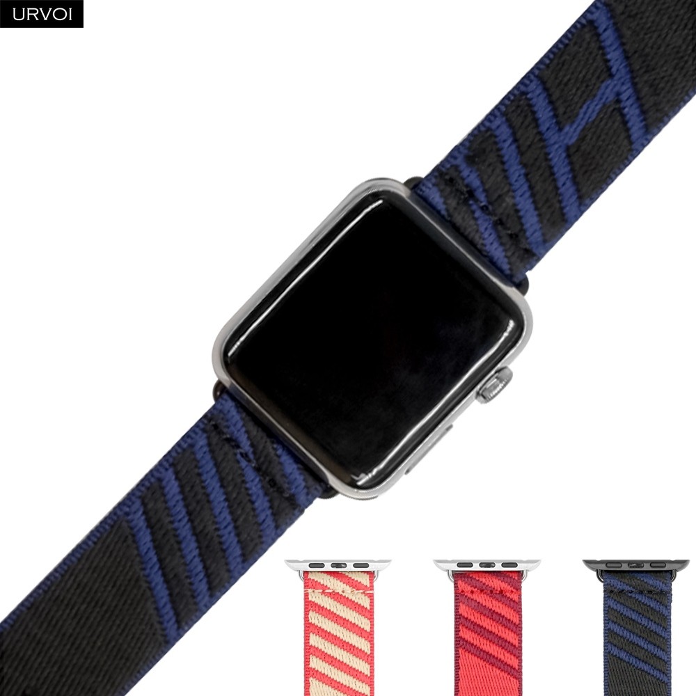 URVOI Single Jump Round Band for Apple Watch Series 7 6 SE 5 4 3 2 1 New Fabric Woven Strap for iWatch Sport Design Swimproof