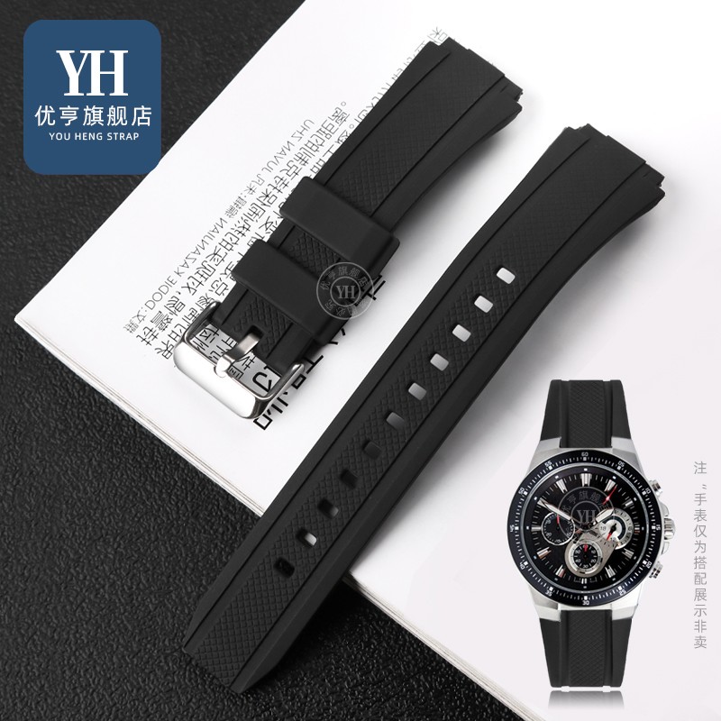 For Casio Edifice EF-552 Watches EF-552D-1A Men's Bracelet Stainless Steel Buckle Black Silicone Rubber Sports Watch Strap 25*20mm