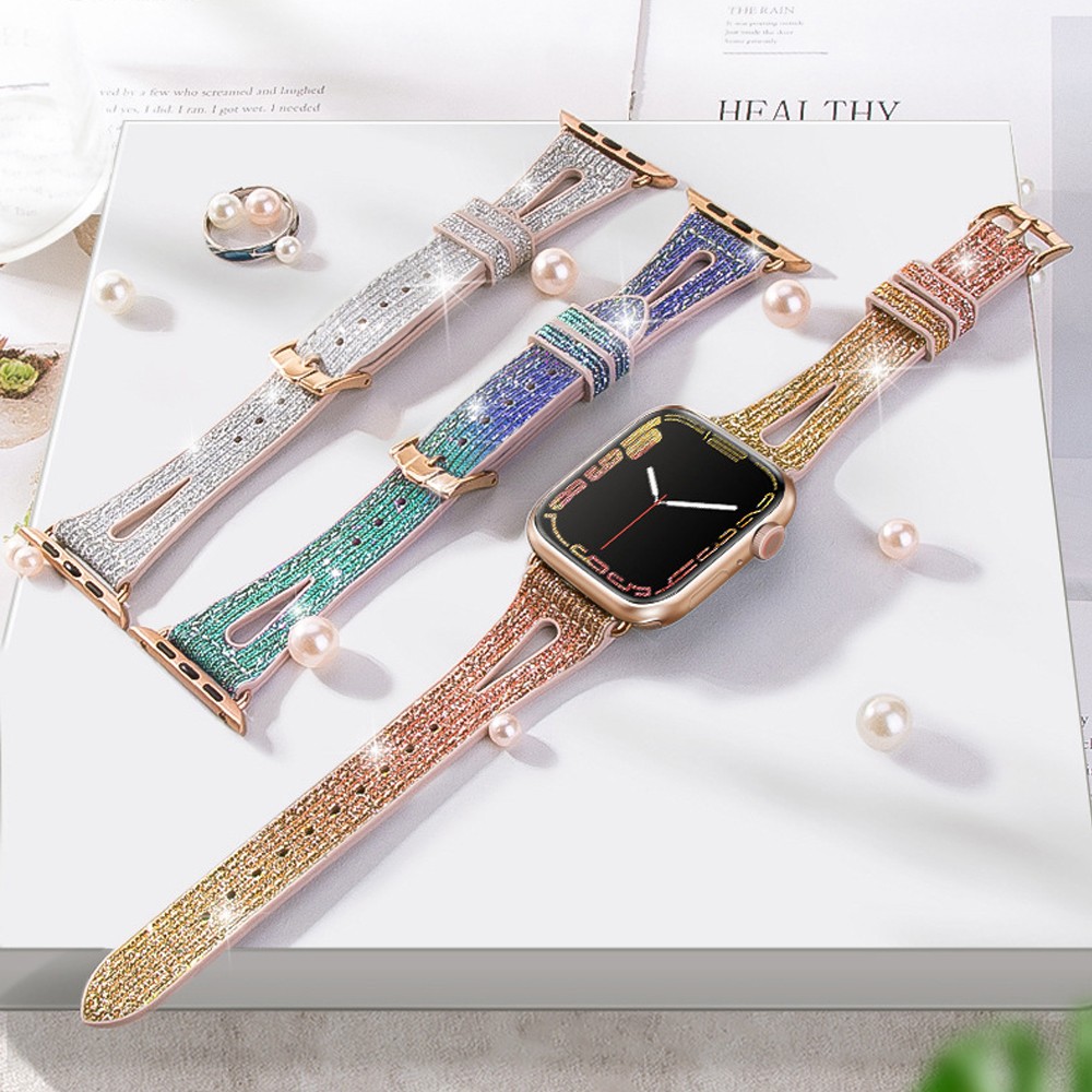 Color Changes Shiny Gel Bracelet for Apple Watch Band 41 45mm 38 42mm 40 44mm Women Bling Silicone Strap for iwatch 7 6 5 4 3