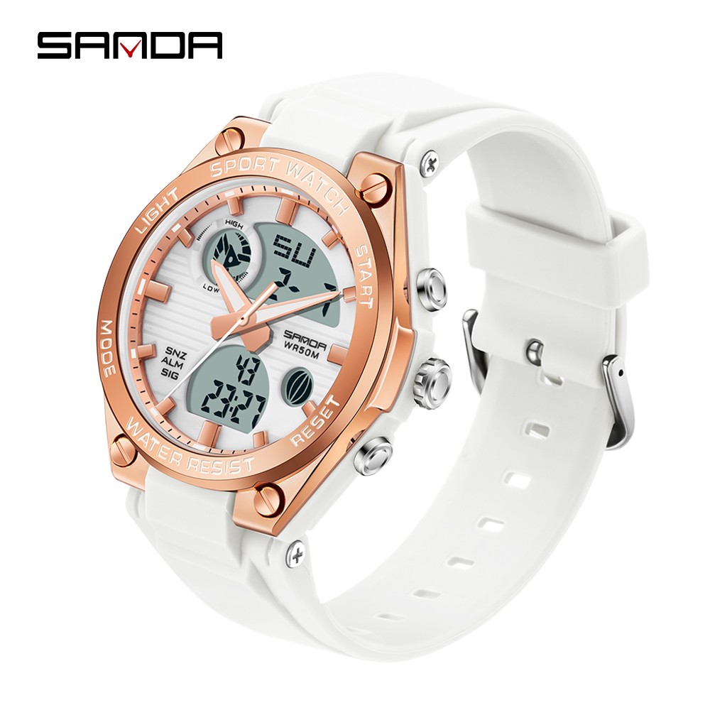 SANDA 2022 Top Brand Fashion Women Watches Waterproof Sports Digital Quartz Wristwatch Casual Watch Gift Relogio Feminino 6067