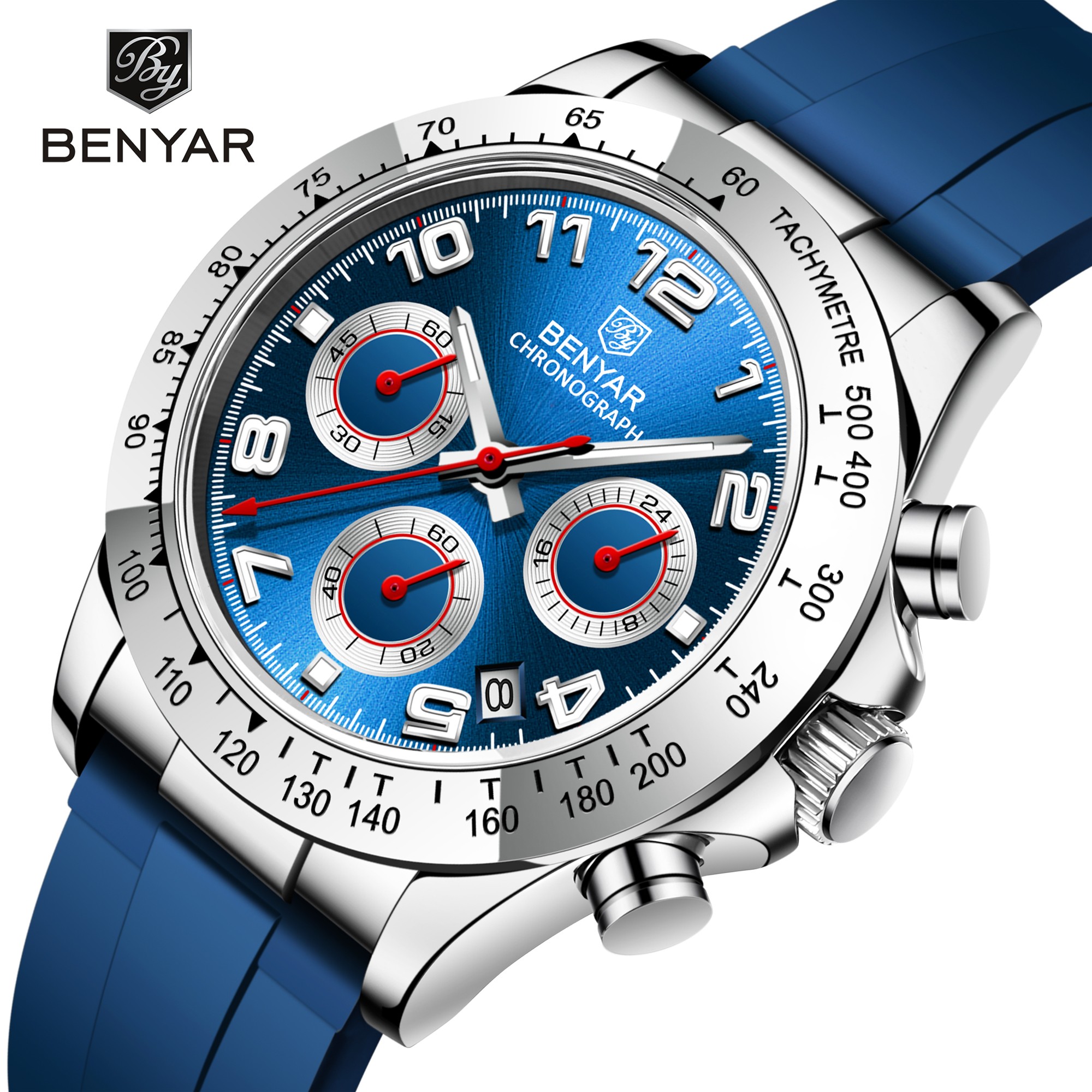 BENYAR New Luxury Men's Quartz Wrist Watches Top Brand Chronograph Stainless Steel 30M Waterproof Sport Watch for Men reloj hombre