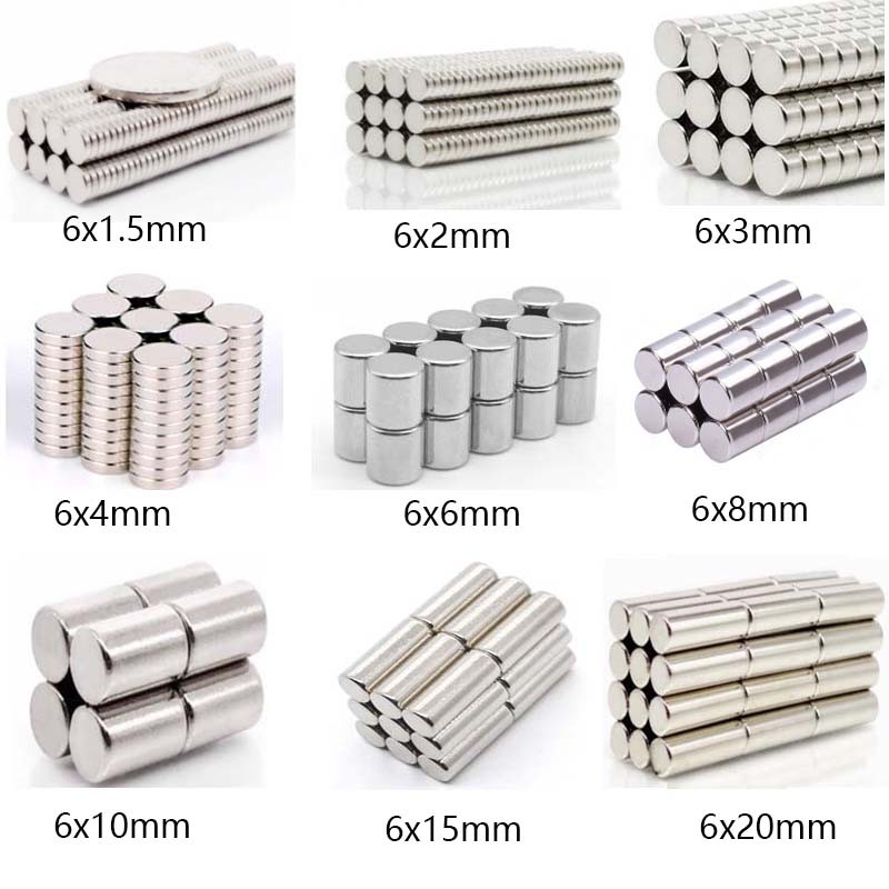 10-50pcs Small Round Magnets Strong Magnet Rare Earth Neodymium Magnet 6mm Diameter 1/1.5/2/3/4/6/8/10/15/20mm Thick