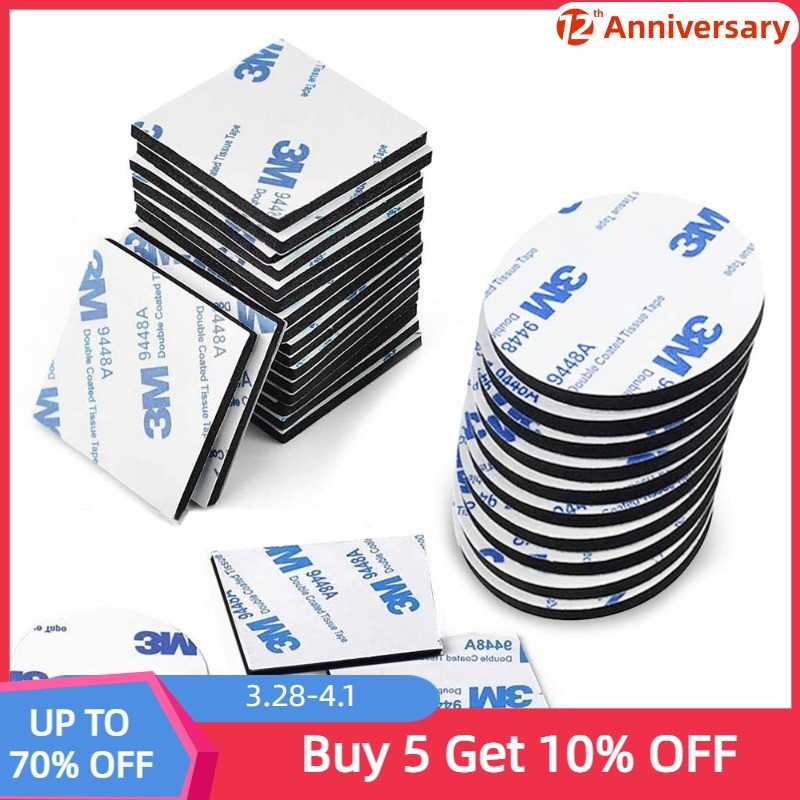 10-100pcs Strong Panel Mounting Tape Double Sided Self Adhesive EVA Foam Sticky Black White Multi Size Include Round Box