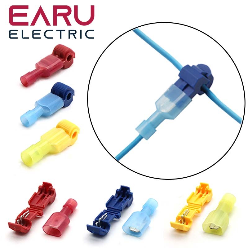 10/20/30/40/50pcs T-Connector Tap Cable Connector Electrical Quick Snap Splice Lock Wire Terminal Waterproof Crimp Wire Terminal