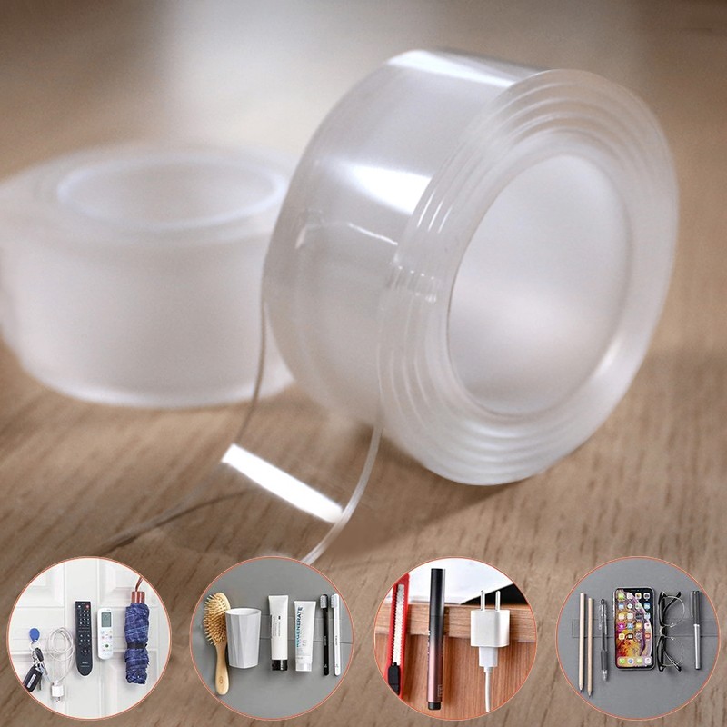 Double Side Tape Feature Waterproof Reusable Transparent Adhesive Glue Stickers Suit For Home Bathroom Decoration 1/2/3/5M