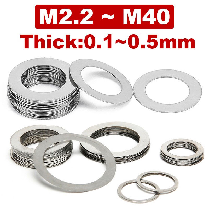 0.1 0.2 0.3 0.5mm Ultra-thin Flat Washer 304 Stainless Steel Adjust Flat Gasket of Thick Ultra-thin Chip Din988 M2~M40 10pcs