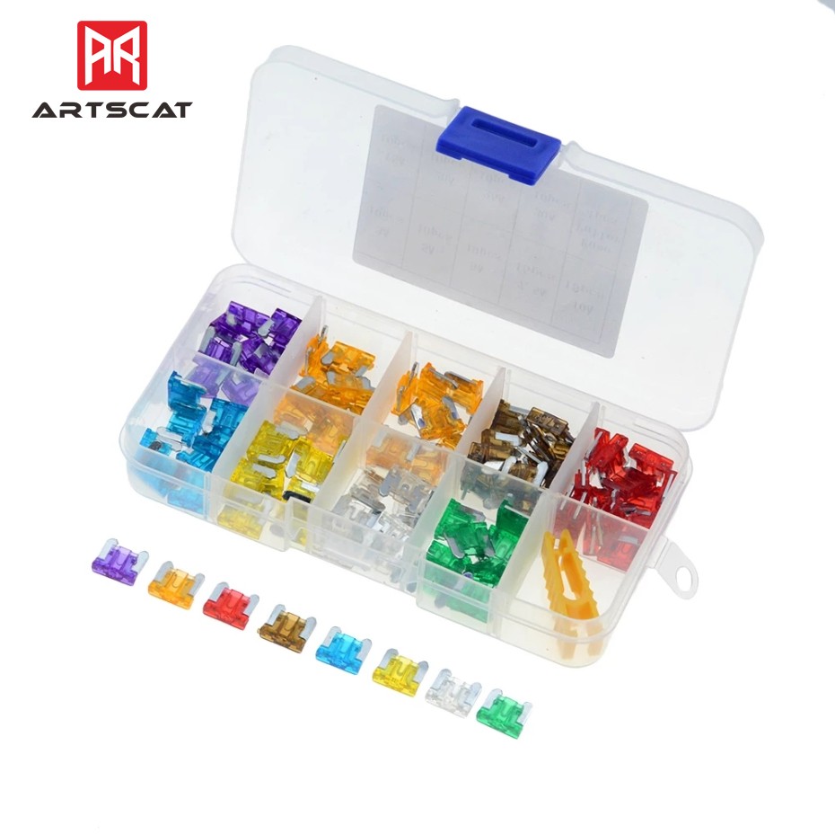 100pcs/set Car Truck Micro Miniature Blade Fuse 3A 5A 7.5A 10A 15A 20A 25A 30A Amp With Plastic Box Assortment Send Clip